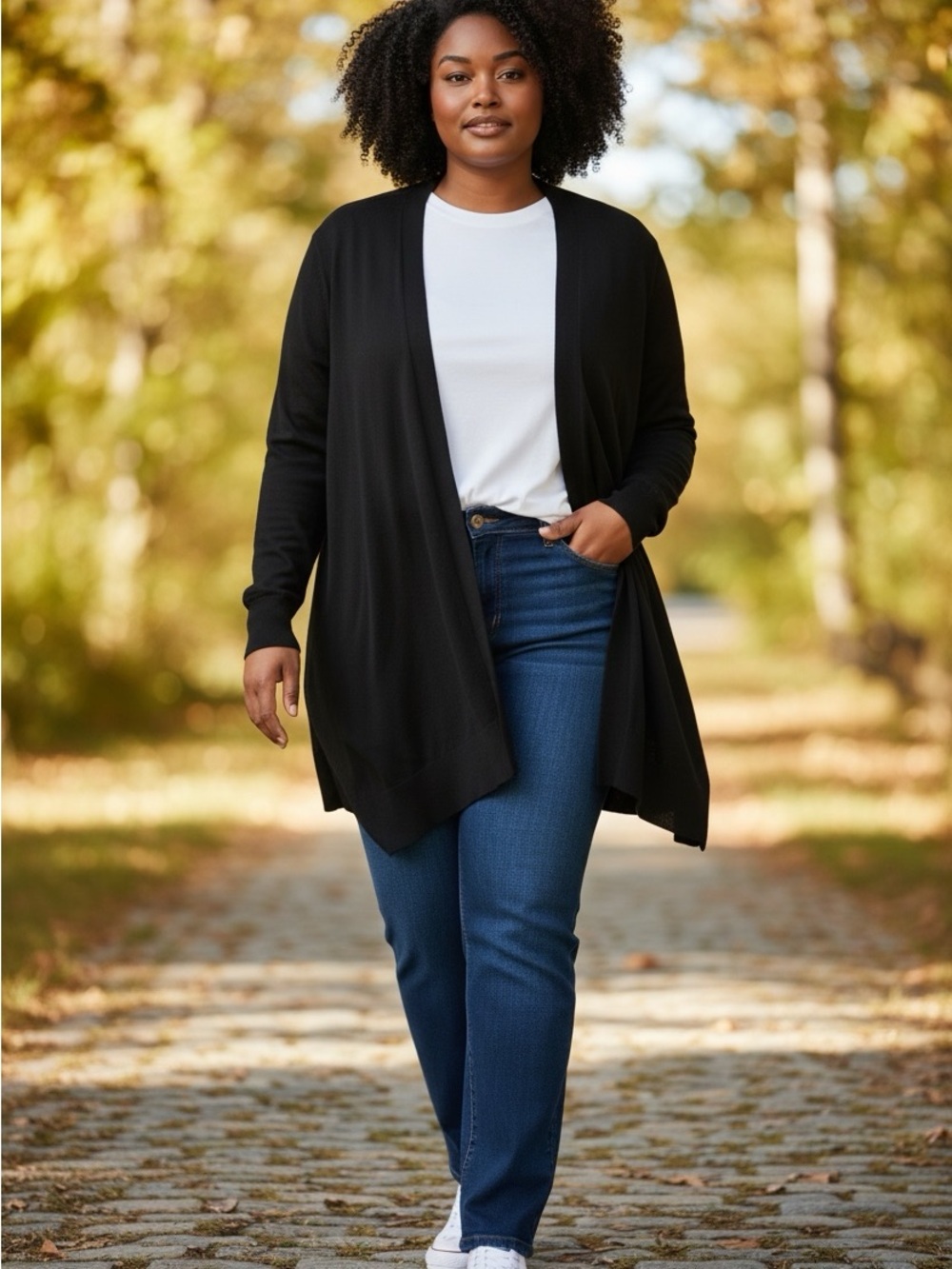 Chico's Black Open-Front Drapey Cardigan